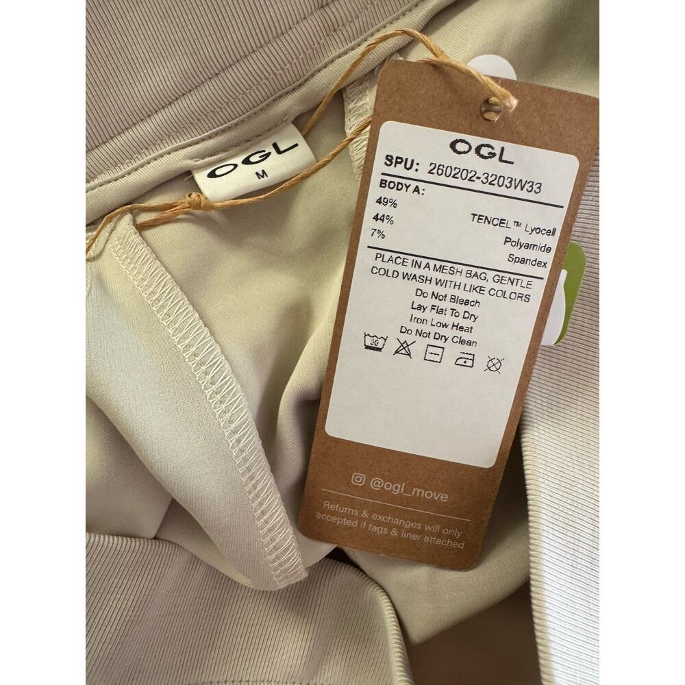 NWT OGL Sandwashed Lyocell Blend Volume Skirt Size Medium Fog Beige Pockets - Picture 9 of 9